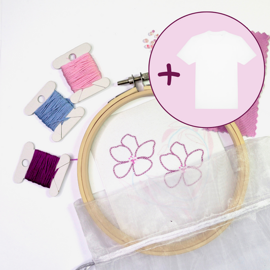 Kit de broderie - Coeur Fleuri + T-Shirt