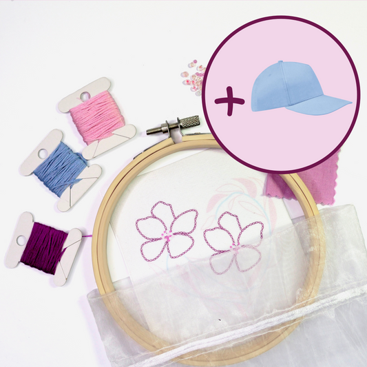 Kit de Broderie - Coeur Fleuri + Casquette