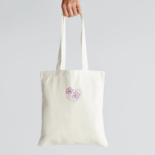 Kit de Broderie - Coeur Fleuri + Tote bag