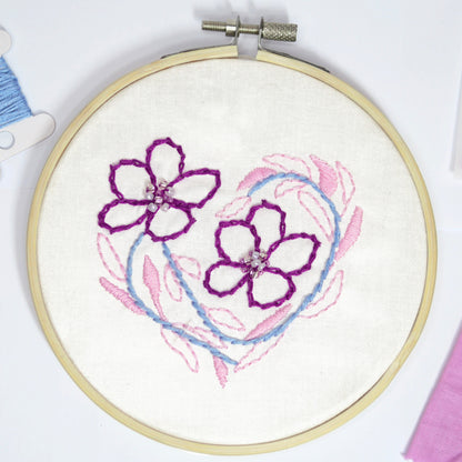 Kit de broderie - Coeur fleuri